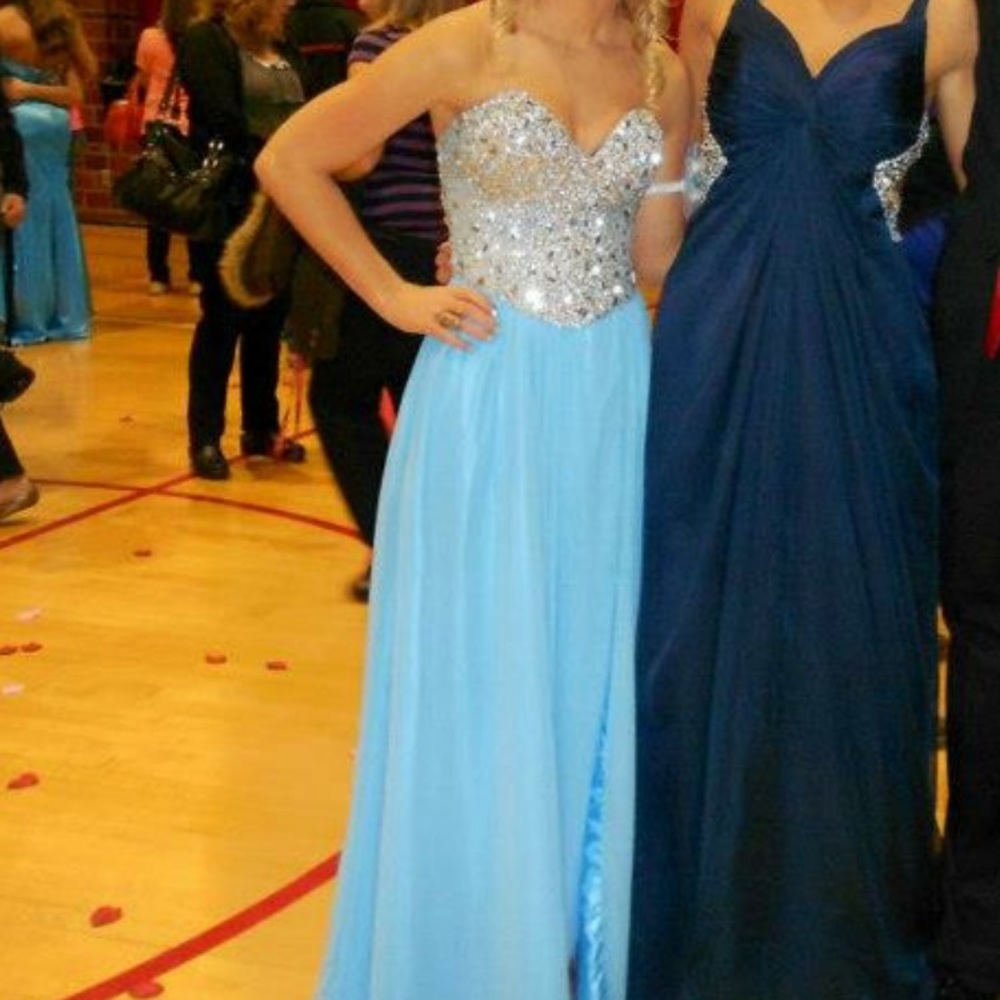 Blue sequin prom dress